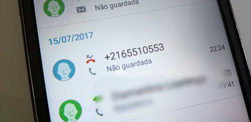 Tem chamadas não atendidas de números estrangeiros? Não 