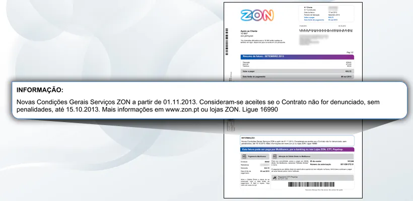 Novas condições para clientes ZON